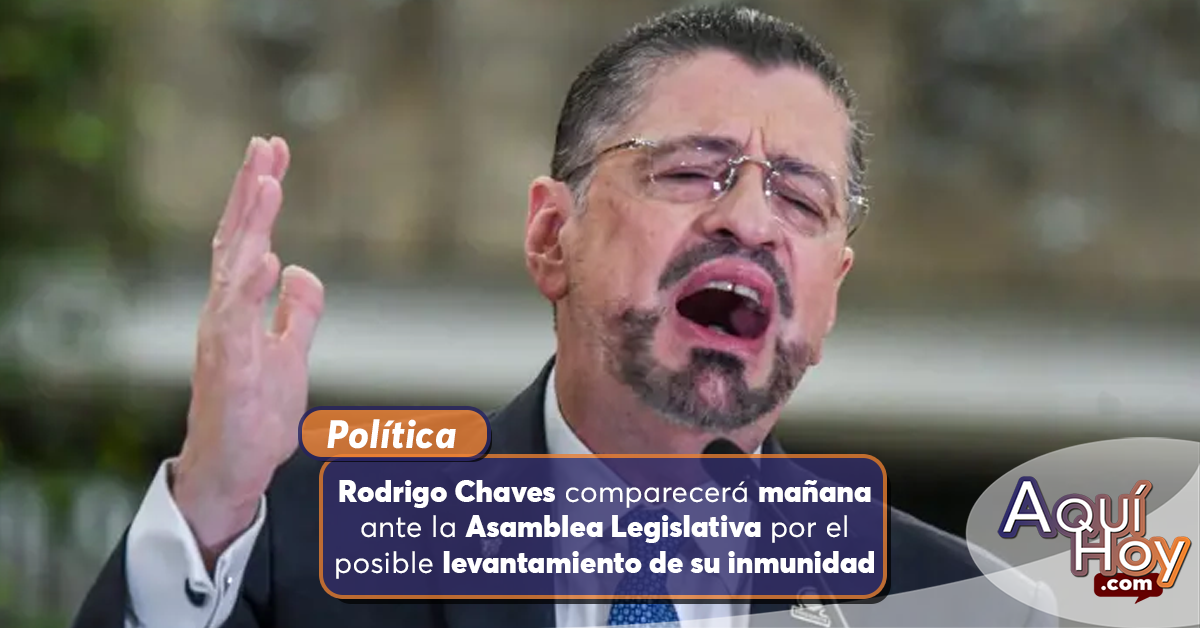 Rodrigo Chaves comparecerá mañana ante la Asamblea Legislativa por el posible levantamiento de su inmunidad